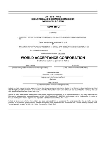 Thumbnail World Acceptance Corporation 10-Q Quarterly Report FY2019 