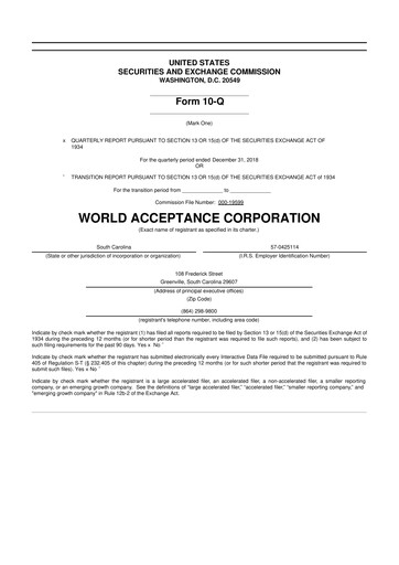 Thumbnail World Acceptance Corporation 10-Q Quarterly Report FY2019 