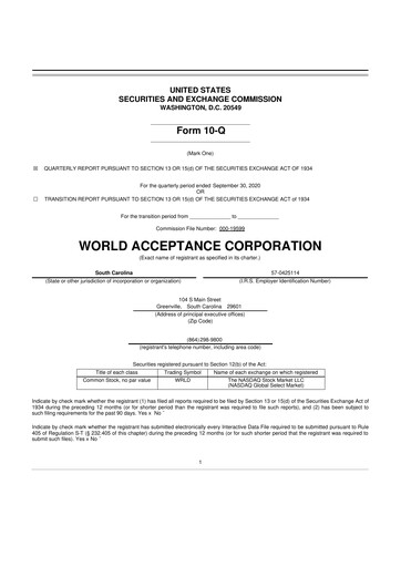 Thumbnail World Acceptance Corporation 10-Q Quarterly Report FY2021 