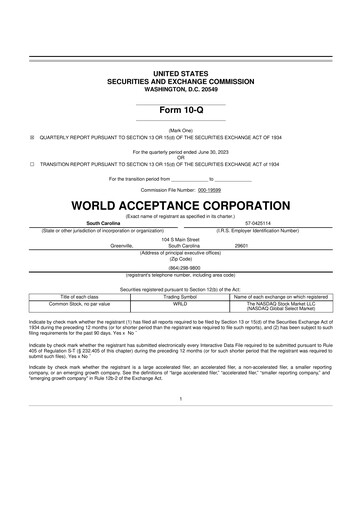 Thumbnail World Acceptance Corporation 10-Q Quarterly Report FY2024 