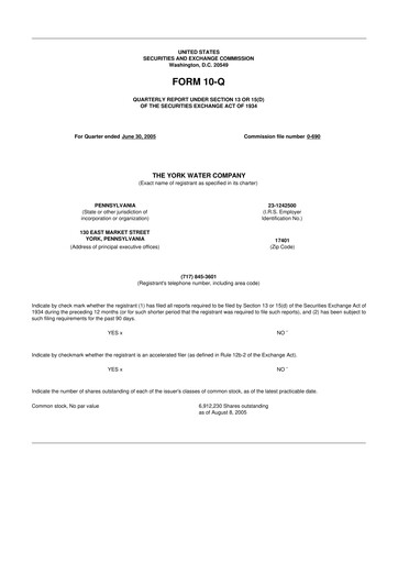 Thumbnail York Water 10-Q Quarterly Report FY 