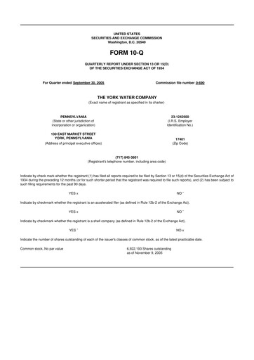 Thumbnail York Water 10-Q Quarterly Report FY 