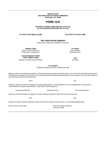 Thumbnail York Water 10-Q Quarterly Report FY 