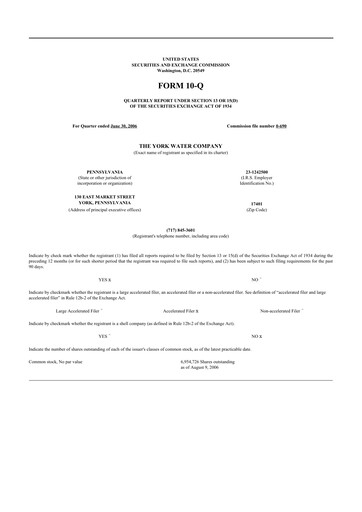 Thumbnail York Water 10-K Annual Report 