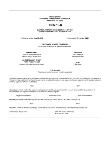 Thumbnail York Water 10-Q Quarterly Report FY 