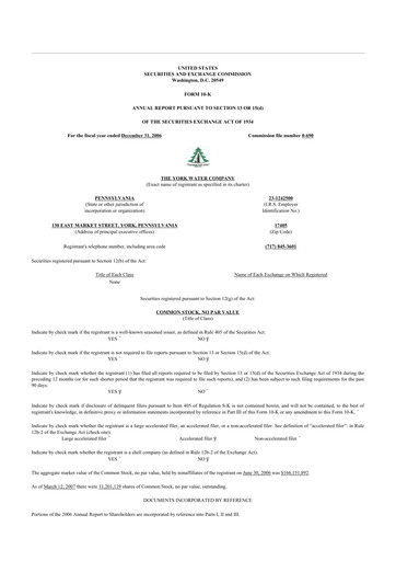 Thumbnail York Water 10-K Annual Report 