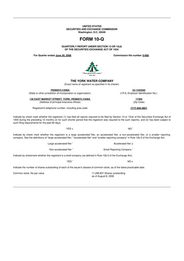 Thumbnail York Water 10-Q Quarterly Report FY 