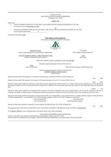 Thumbnail York Water 10-K Annual Report 