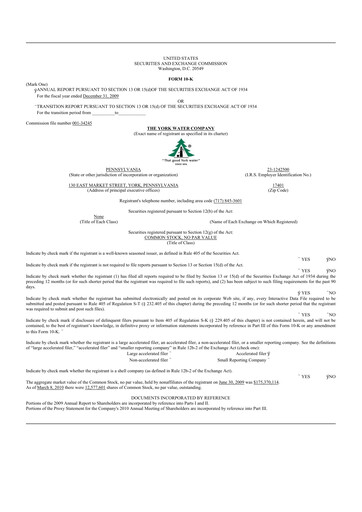 Thumbnail York Water 10-K Annual Report 