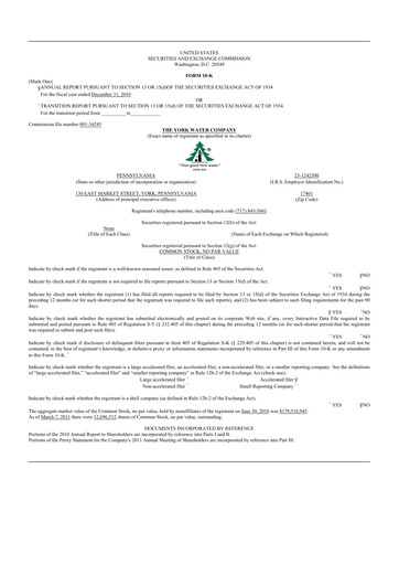 Thumbnail York Water 10-K Annual Report 