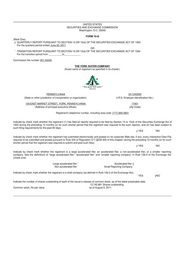 Thumbnail York Water 10-Q Quarterly Report FY2011 