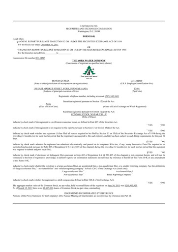 Thumbnail York Water 10-K Annual Report 2011