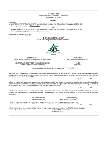 Thumbnail York Water 10-Q Quarterly Report FY2013 