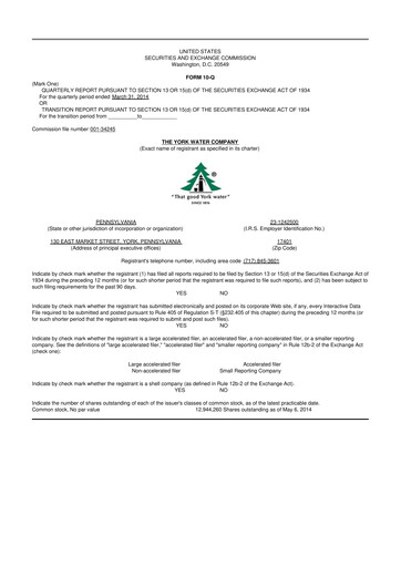 Thumbnail York Water 10-Q Quarterly Report FY2014 