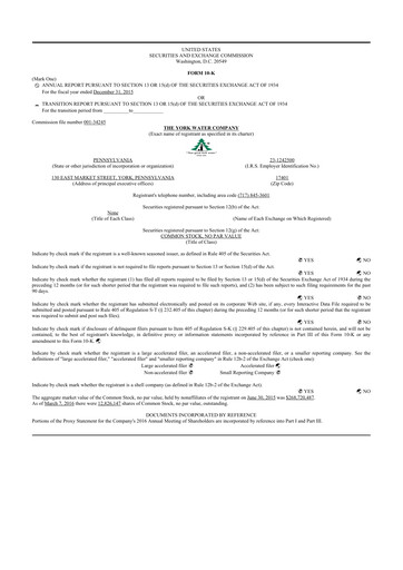 Thumbnail York Water 10-K Annual Report 2015