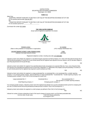 Thumbnail York Water 10-Q Quarterly Report FY2017 