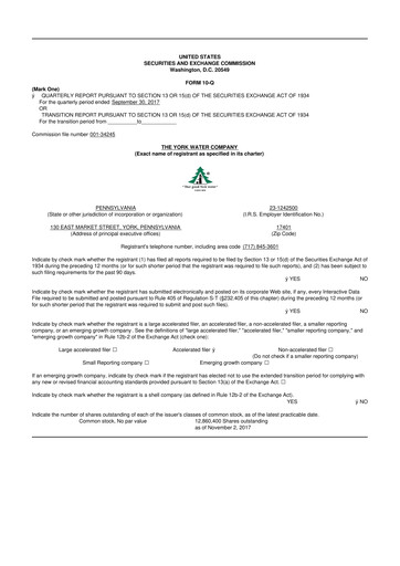 Thumbnail York Water 10-Q Quarterly Report FY2017 