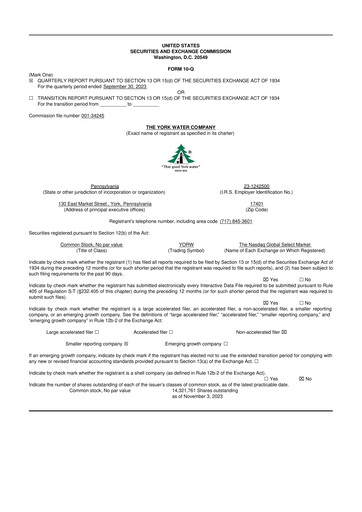 Thumbnail York Water 10-Q Quarterly Report FY2023 