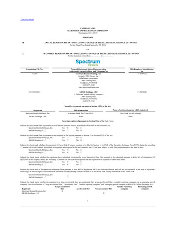 Thumbnail Spectrum Brands
 10-K Annual Report 2018