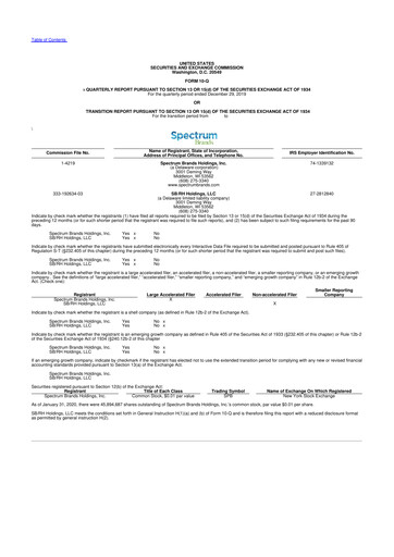 Thumbnail Spectrum Brands
 10-Q Quarterly Report FY2020 