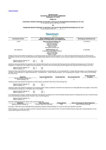 Thumbnail Spectrum Brands
 10-Q Quarterly Report FY2020 