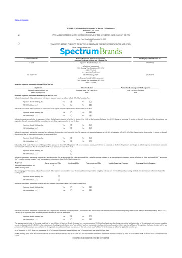 Thumbnail Spectrum Brands
 10-K Annual Report 2022