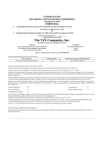 Thumbnail TJX Companies 10-K Annual Report 2020