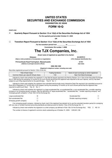 Thumbnail TJX Companies 10-Q Quarterly Report FY2021 