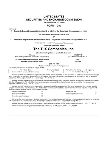 Thumbnail TJX Companies 10-Q Quarterly Report FY2024 