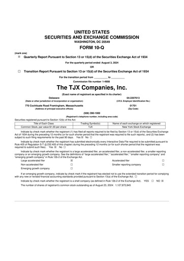 Thumbnail TJX Companies 10-Q Quarterly Report FY2025 
