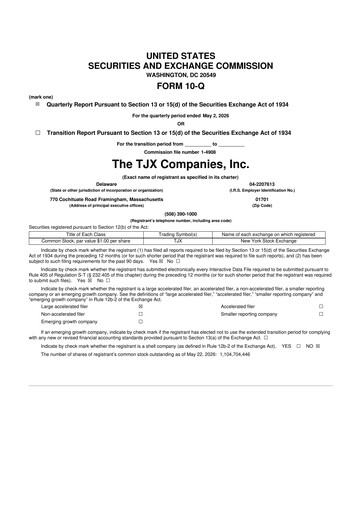 Miniature TJX Companies 10-Q Rapport trimestriel 2027 