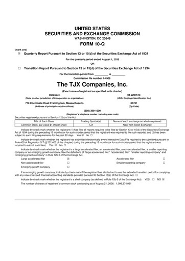 Thumbnail TJX Companies 10-Q Quarterly Report FY2027 