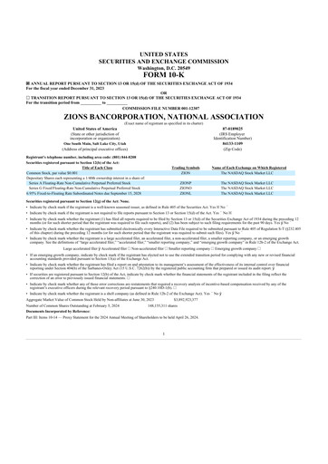 Thumbnail Zions Bancorporation
 10-K Annual Report 2023