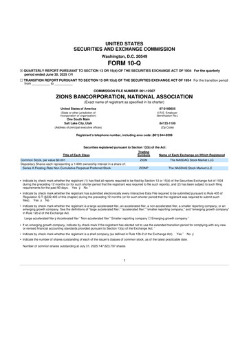 Miniature Zions Bancorporation
 10-Q Rapport trimestriel 2025 