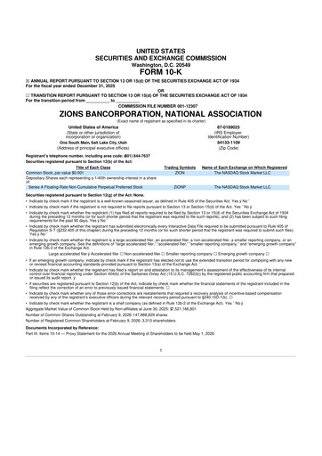 Vorschaubild Zions Bancorporation
 10-K Jahresbericht 2025