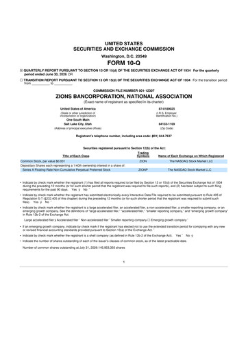 Miniature Zions Bancorporation
 10-Q Rapport trimestriel 2026 