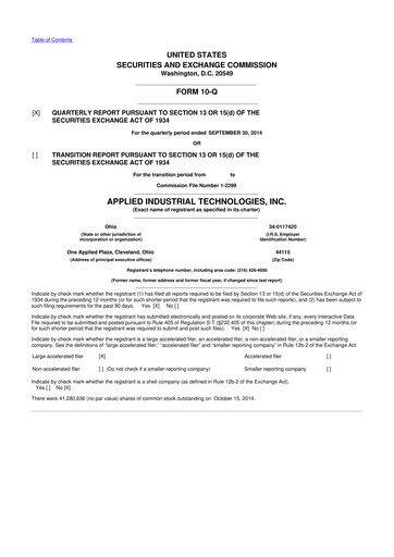 Miniature Applied Industrial Technologies
 10-Q Rapport trimestriel 2015 