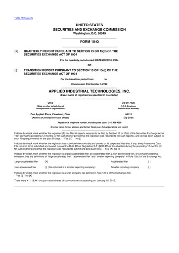 Miniature Applied Industrial Technologies
 10-Q Rapport trimestriel 2015 