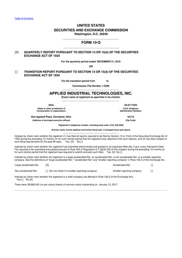 Miniature Applied Industrial Technologies
 10-Q Rapport trimestriel 2017 