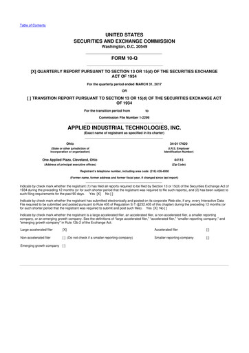 Miniature Applied Industrial Technologies
 10-Q Rapport trimestriel 2017 