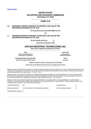 Miniature Applied Industrial Technologies
 10-Q Rapport trimestriel 2018 