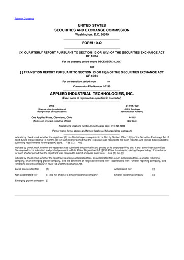 Miniature Applied Industrial Technologies
 10-Q Rapport trimestriel 2018 