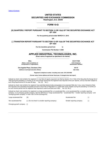 Miniature Applied Industrial Technologies
 10-Q Rapport trimestriel 2018 