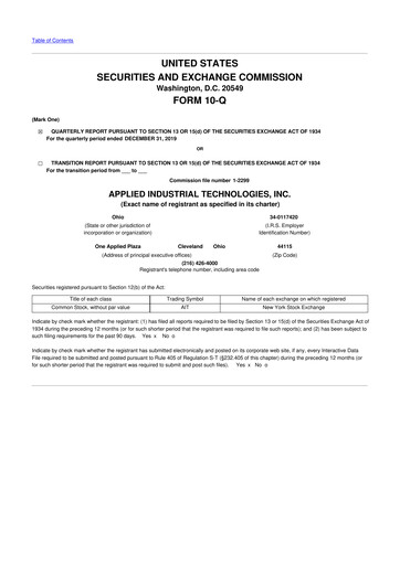 Miniature Applied Industrial Technologies
 10-Q Rapport trimestriel 2020 