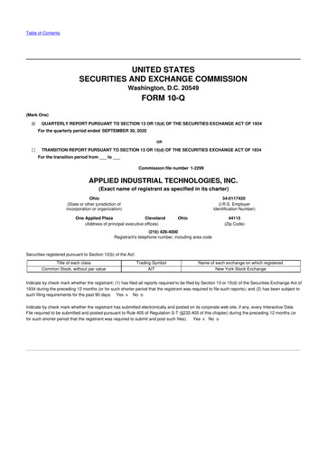 Miniature Applied Industrial Technologies
 10-Q Rapport trimestriel 2021 