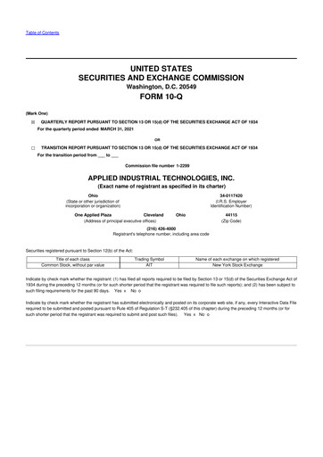 Miniature Applied Industrial Technologies
 10-Q Rapport trimestriel 2021 