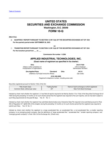 Miniature Applied Industrial Technologies
 10-Q Rapport trimestriel 2024 