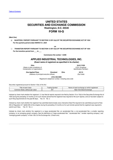 Miniature Applied Industrial Technologies
 10-Q Rapport trimestriel 2024 