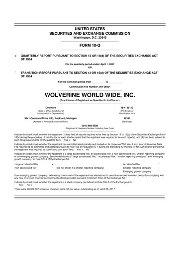 Thumbnail Wolverine World Wide
 10-Q Quarterly Report FY2017 