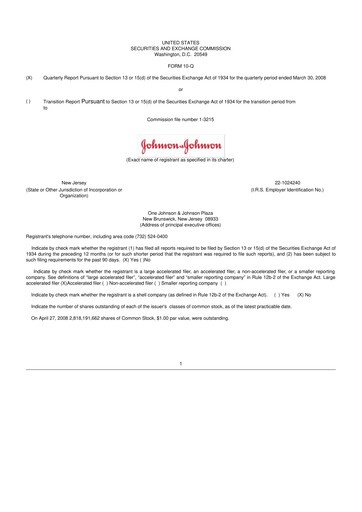 Thumbnail Johnson & Johnson 10-Q Quarterly Report FY 